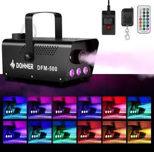 Fog Machine with 13 Colors, 500W 2000CFM Party Smoke Machine with RGB LED Light, Indicate Light with 2 Wireless Remote Controls for Halloween Festival Wedding Indoor Use