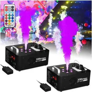 1000W Vertical Fog Machine with 6 LED Lights and Wireless Remote for Stage Halloween Wedding Parties-2 Packs