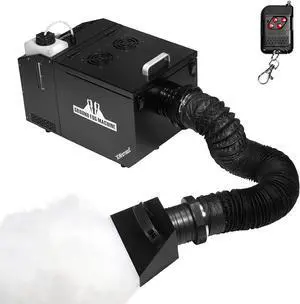 Low Lying Fog Machine with Tube, 1500W Water Based Ground Fog Machine with Wireless Remote, DMX 512, Manual Control - Ideal for Weddings, Halloween, Parties, DJs, and Stage Performances