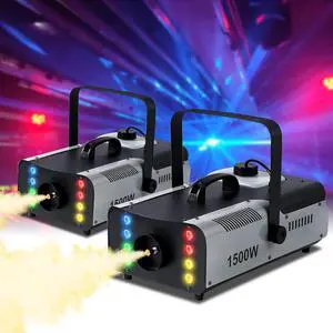 1500W Fog Machine 2 Pack Smoke Machine RGB 8 LED Lights for DJ Halloween Wedding Party Stage with Remote Control