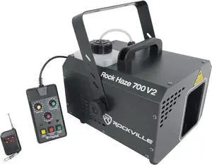 ROCKHAZE 700 CFM DMX Haze Machine, Water-Based Hazer, Dual Remotes, Adjustable Output, Compact Design, for DJs and Club Lighting