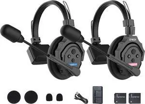 XTalk X2 2.4GHz Wireless Headset with Microphone Intercom System Random Master Device Design for Movie Shoot Live Show Stage Performance (2PCS)