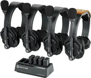 Hollyland Solidcom SE Full Duplex 4-Users ENC Noise Cancellation Wireless Intercom Headset System 1100ft Team Communication with PTT Mute Single Ear Headset for TV Film Production (2.4GHz Version)
