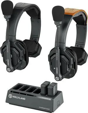 Hollyland Solidcom SE Full Duplex 2-Users ENC Noise Cancellation Wireless Intercom Headset System 1100ft Team Communication with PTT Mute Single Ear Headset for TV Film Production (2.4GHz Version)