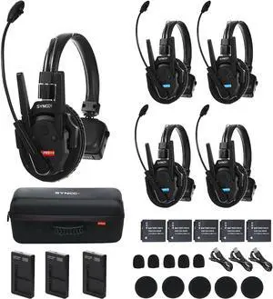 XTalk Pro5 XPro X5 2.4GHz Wireless Headset Communication System Random Master Device 500m Operating Range Real-time Monitoring AI Noise Reduction Headset for Movie Shoot Live Show (5Pcs)