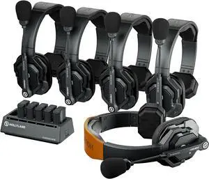 Hollyland Solidcom SE Full Duplex 5-Users ENC Noise Cancellation Wireless Intercom Headset System 1100ft Team Communication with PTT Mute Single Ear Headset for TV Film Production (2.4GHz Version)