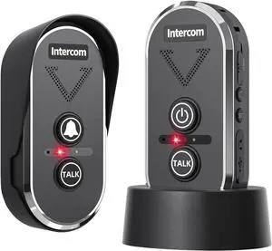 Wireless Doorbell with Intercom, Wireless Intercom System 4900ft Long Range Waterproof Doorbell Intercom with Rechargeable Battery for House Classroom Business(Black)