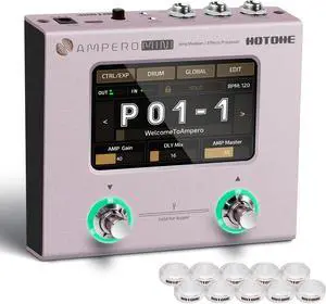 Multi Effects Processor Pedal Guitar Bass Amp Modeling IR Cabinets Simulation Multi LanguageStereo OTG USB Audio Interface Ampero Mini MP-50 (Include 10 PCS Additional Footswitch Toppers)