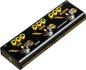X Third Man Hardware Multi-Effect Pedal, Triple Threat 3-in-1 Analog Guitar Pedal Distortion Phaser Echo Pedal with Adapter for Electric Guitar