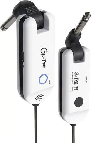 GWU4 UHF Guitar Wireless System 4 Channels Rechargeable Transmitter and Receiver, Auto Match, Low Latency, 100 Feet Range, Stable Connectionfor Electric Guitars Bass and More (White)