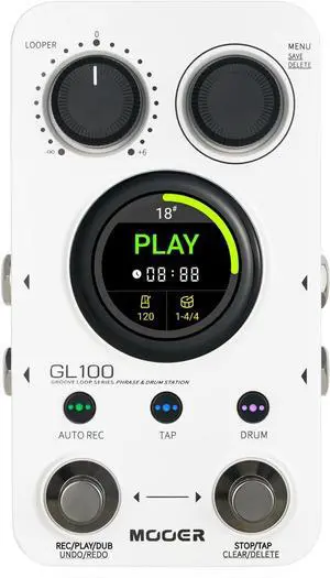 GL100 Looper Pedal Drum Machine, 2 in 1 Drum Looper Guitar Pedal 1.3-inch Touchsreen with 300 Min in Total 100 Slots 220 Drum Grooves Auto-record Time Stretch Function Dedicated Editor Software