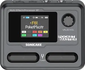 Pocket Master-Portable Multi Effects Pedal, 100+ Built-in Guitar/Bass/Acoustic Effects, Amp Modeling, IR Cabinets Simulation, Stereo OTG USB Audio Interface, Rechargeable Guitar Pedal (Black)