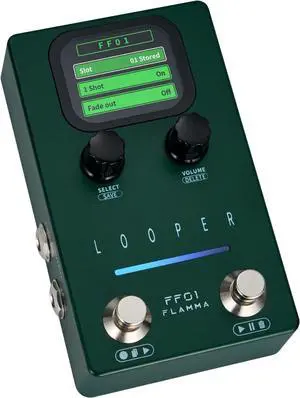 Looper Guitar Pedal, FF01 Looper Pedal with 40 Slots 160 Mins Looping Time, Stereo Guitar Loop Pedals with Screen for Electric Guitar/Bass, Fade Out, USB Data Management