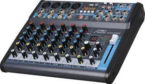 Audio2000'S AMX7323 Professional Eight-Channel Audio Mixer with USB Interface, Bluetooth, and DSP Sound Effects
