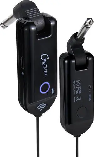 GWU4 UHF Wireless Guitar System 4 Signal Channels Rechargeable Transmitter and Receiver, Auto Match, Low Latency, 100 Feet Range, Stable Connection for Electric Guitars Bass and More (Black)