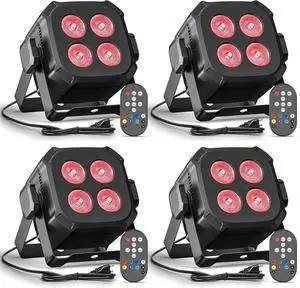 Mini Led Stage Lights, Corded 4 * 8w Led Par Lights, Lightweight RGBW 4 in 1 LED Stage Lights with DMX512, Sound-Activated Controlled, 4/8 CH Par Lights for Party, Home, Disco, 4 Pack