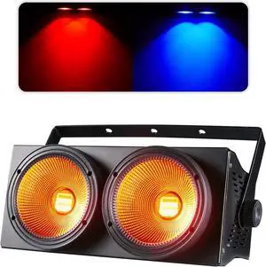 COB Par Lights for Stage 2-Eyes LED Blinder Fresnel Flash Strobe Wash DJ Lights DMX Sound Activated 2x100W RGBWAuv 6-in-1 Audience Lighting for Church Party Disco