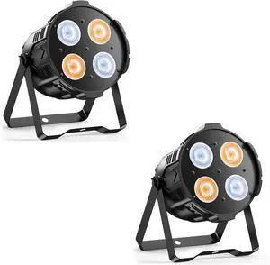 Stage Lights 200W Spotlight Warm & Cool White, 4 Eyes Blinder COB Par Can Lights, Uplights for Events Wedding Church Theater Photo Studio Concert Live Show - 2Packs