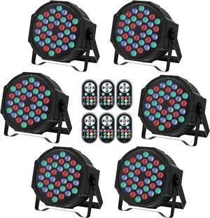Stage Lights,  6 Packs 36LED RGB LED Par Lights, 7 Channel DJ Party Lights with Remote Control & DMX Controller Sound Activated Uplights for Events Birthday Bar Dance Decoration Party
