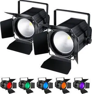 200W COB Stage Lights with Barn Doors, RGBWA 6in1 LED Par Light with DMX512 Master-Slave Fresnel DJ Spotlight for Events DJ Disco Festival Wedding Party Wedding KTV Christmas