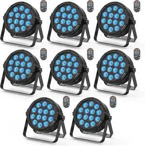 RGBW 4-in-1 LED Par Lights, 80W Stage Lights with 0-100% Dimmer Professional DMX Control Sound Activated Auto,  Stage Uplighting for Events DJ Disco Wedding Party 8Packs