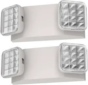 2 Packs Emergency Light with Two Square Led Heads&Battery Powered Emergency Lights-Emergency Exit Light-120/277VAC Commercial LightingEmergency Light Fixtures.
