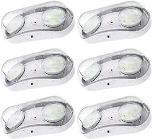 Wet Location Rated Outdoor Emergency Light,Waterproof Exterior Led Emergency Lights with Battery Backup,Adjustable Heads,Commercial Hardwired Emergency Lighting,UL Listed,120-347V (6 Pack)