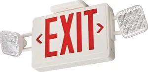 Basics LED Exit Sign/Emergency Light Combo, Red/Green Switchable Exit Sign and Emergency Lights for Business, 2-Head Fixture, Square Lights, Remote Capacity, White (ECRG HO SQ M6)