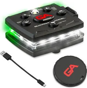 Micro Series Safety Lights, (All White Front & Green Rear) | Rechargeable, Magnetic & Hands-Free Wearable LED Flashlight for Dog Walking, Cycling, Hiking, Camping & Fishing