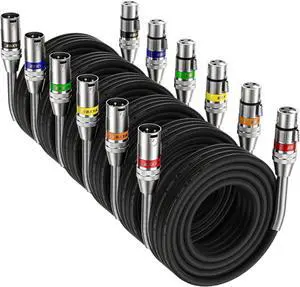 XLR Cables 25 Feet 6 Packs, XLR Male to Female Balanced 3 Pin Metal Spring Microphone Cable Compatible with Mixers, Speakers, Amplifiers, Mic
