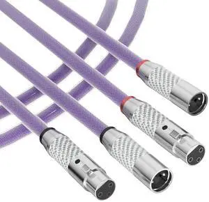 6 Feet 1 Pair Audiophile 4N OFC Pure Copper HiFi Microphone Cable, Fully Balanced 3 Pin XLR Patch Cable, Carbon Fiber Rhodium Plated 18 Gauge Audio Interconnect Mic Cord. (2.0 M / 6.6 Feet)