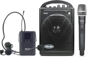 HS122BT-HL Portable and Rechargeable PA System with Dual UHF Wireless Microphones & Bluetooth Connection