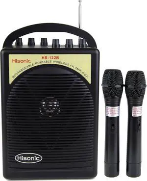 HS122B-HH Portable Lithium Battery Rechargeable PA (Public Address) System with Dual Channel & 2 Wireless Microphone System (2 Handhelds, Black)¡­
