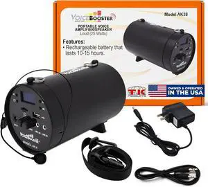 Personal Voice Amplifier  Rechargeable Portable Speaker with Wired Microphone Headset for Teachers, Tour Guide, Presentations - Built-in MP3 Player & FM Radio  25watt MR-AK38