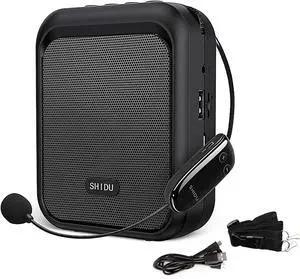 Mini Voice Amplifier Portable Bluetooth Speaker with UHF Wireless Microphone Headset 10W 1800mAh PA system Supports MP3 Format Audio for Teachers, Coaches, Training, Tour Guide.