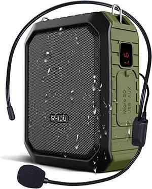 Portable Voice Amplifier,  Personal Voice Amplifier 18W with Wired Microphone Headset Waterproof Bluetooth Speaker Rechargeable PA System for Outdoors,Teachers,Shower,Beach,Tour Guide