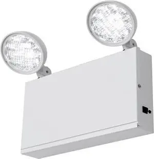 New York City Approved Emergency Light, Emergency Lights with Battery Backup, White Steel Housing, AC 120/277V, Two Heads