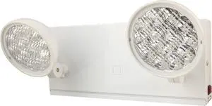 New York City Approved Emergency Light, Emergency Lights with Battery Backup, White Steel Housing, AC 120/277V, Two Heads On Front Shell