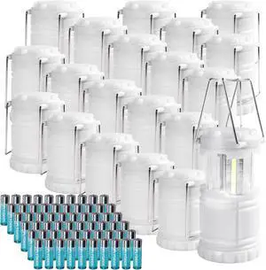 LED 20 Pack Glow-in-The-Dark Camping Lanterns Battery Powered (Includes 60 AA Alkaline Batteries) 350 Lumens IPX4 Water Resistant Lanterns for Power Outages Emergency Hurricane Storms