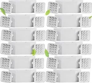12 Pack LED Emergency Light Fixture, Commercial Emergency Lights with Battery Backup, Square Two Head Adjustable LED Emergency Lighting for Power Failure Business, Emergency Exit Light AC 110V-277V