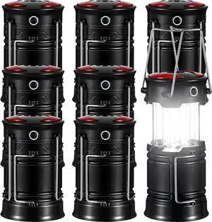8Pack Camping Lights and Lanterns Battery Powered Lanterns for Power Outages Lantern Flashlight Red Light and Magnet Base Collapsible Portable Waterproof Emergency Light for Hurricanes Outdoor Hiking