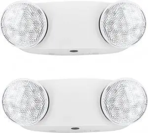 RMC LED Emergency Lights with Battery Backup, Two Head Adjustable Commercial Emergency Lighting, AC120-277V, Hardwired Emergency Exit Light Fixtures for Home and Business, ETL Listed, 2 Pack