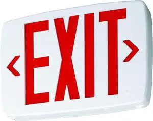 Quantum LED Emergency Exit Sign, Thermoplastic Exit Only Sign with Stencil-Faced White Housing and Red Letters with Nickel Cadium battery (LQM S W 3 R 120/277 EL N M6)