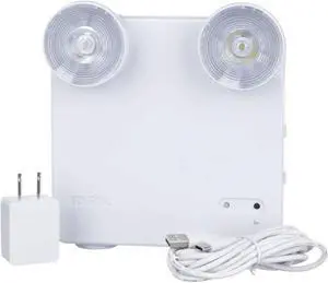 Rechargeable LED Power Failure Light, Adjustable Heads, up to 48 Hours, 80-140 Lumens, Emergency Light for Home, Prepared for Power Outages, White