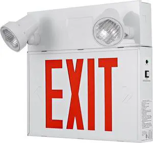 Steel Exit Sign with Remote Capabilities, 36 Watt Battery Pack, AC 120-347V Input, Commercial Battery Unit Emergency Lights with 2 by 2 watts Head, Up To 4 Hours Emergency Duration Time