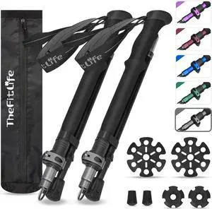 Collapsible Trekking Poles for Hiking  Lightweight Folding Walking Sticks for Men and Women with Extra-Long Foam Handle and Metal Flip Lock