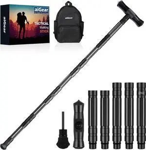Tactical Stick Hiking Walking Staff - Trekking Poles Outdoor Tactical Staff Adjustable Hiking Stick for Survival Camping Hiking