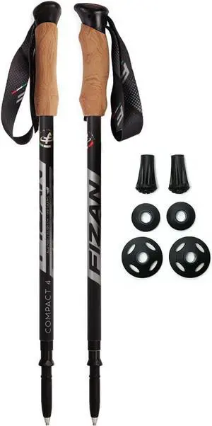 Compact 4 Trekking Poles  6.0 oz Ultralight, Backpacking, Thru Hiking Poles, Adjustable, Collapsible, Customized Fit, EVA Grips, Aluminum Walking Sticks (Compact 4)
