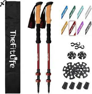 Trekking Poles - Lightweight 7075 Aluminum Hiking Sticks with Cork Grips, Adjustable Telescopic Design, Metal Flip Lock for Men & Women - Perfect for Hiking, Walking, Camping & Backpacking