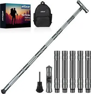 Tactical Stick Hiking Walking Staff - Trekking Poles Tactical Staff Adjustable Hiking Stick Gear for Outdoor Survival Camping Hiking